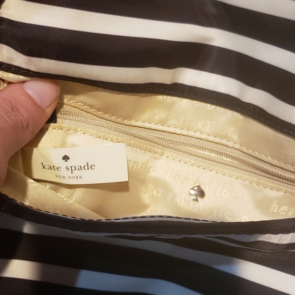 Kate Spade black and white striped shoulder bag crossbody purse - Picture 6 of 7